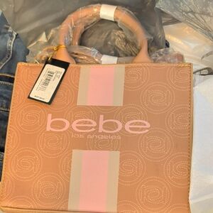 Bebe Beige and Pink Tote Bag